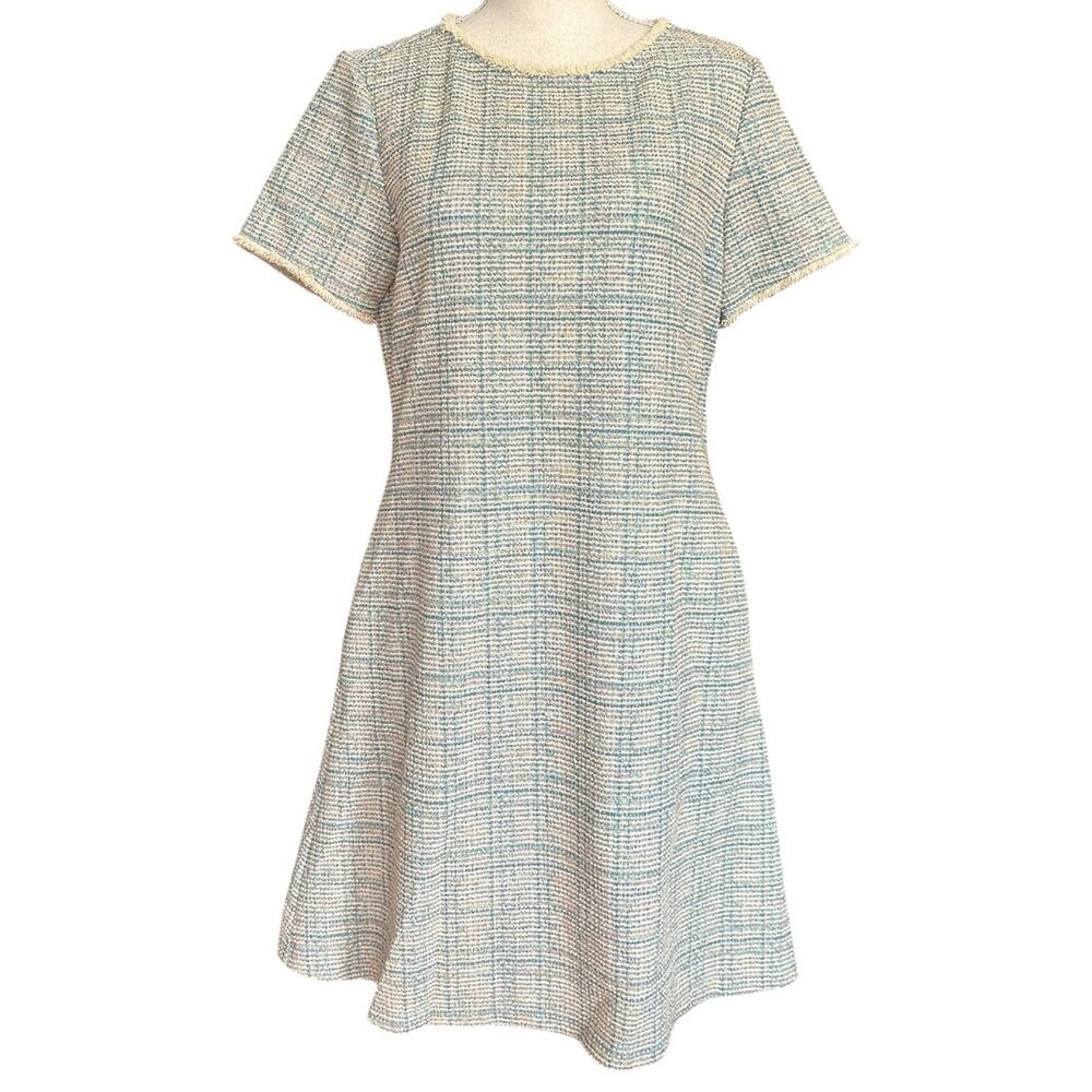Isaac Mizrahi Size M Tweed A-Line Mini Dress Short Sleeve Workwear‎ Preppy Chic